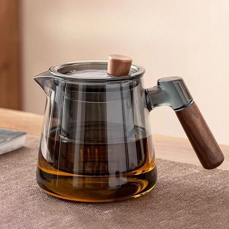 Conjunto de Bule de Chá de Vidro Familiar 600ml Xícara de Chá de Vidro Transparente Xícara de Chá Pequena Kung Fu Conjunto de Chá de Vidro Pyrex Bule de Chá com Flores Cafeteira