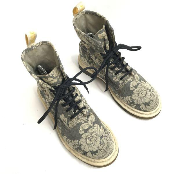 Dr.Martens CASHLIN 8-Hole Short Boots Gray Floral Size 4 (22.523.0cm)(USED)