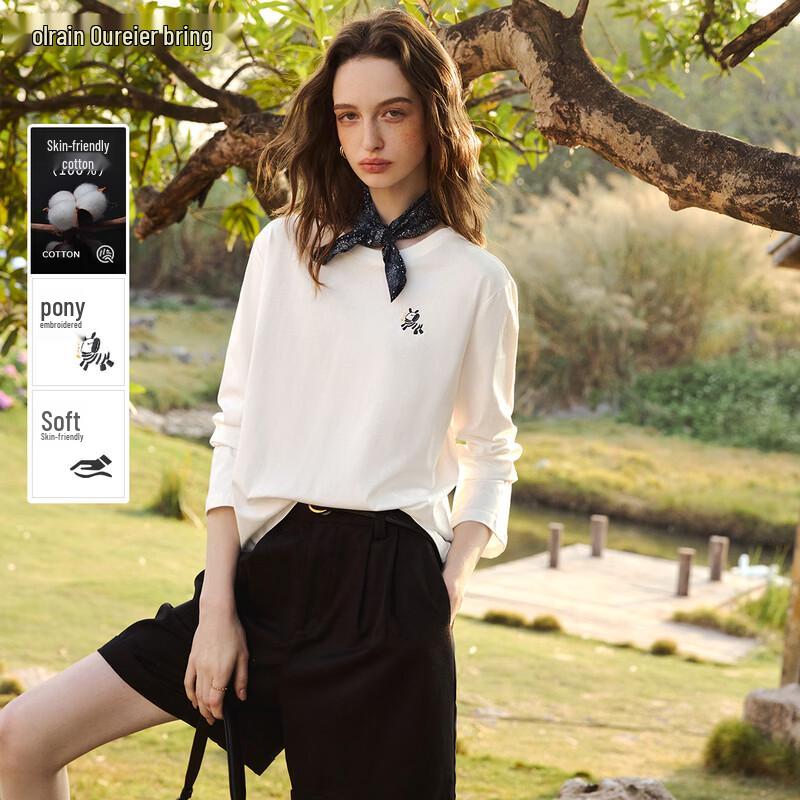 Olrain Embroidered Pony Long-Sleeve T-Shirt L