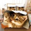 3D Cute Cat Print Bedding Set Lovely Animal Duvet Cover Microfiber Pet Quilt Cover With Pillowcases Twin Full For Kid Teen Girls