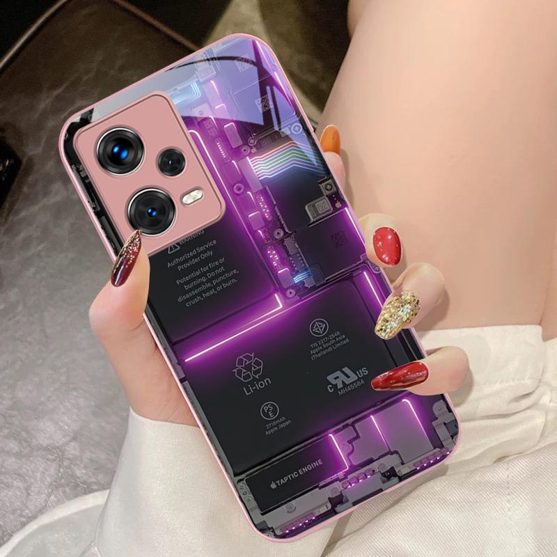 Farbkreis-Struktur Für Xiaomi 14 Ultra 13 Lite Redmi Note 13 11 Pro 12 Plus Poco X6 3 Pro F4 6 GT Gehärtetes Glas Handyhülle
