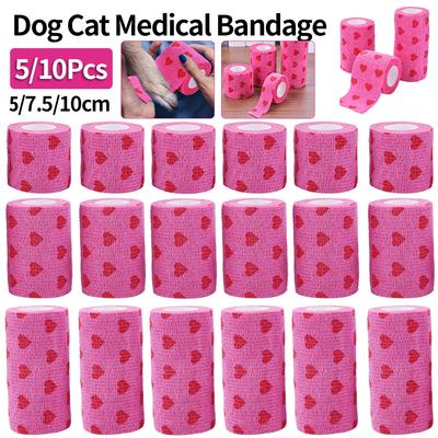 5/10Pcs 5/7.5/10cm Pet Medical Bandage Self Elastic Adhesive Athletic Tape Wrap Finger Joints Athletic Protective Kit Pet Supply