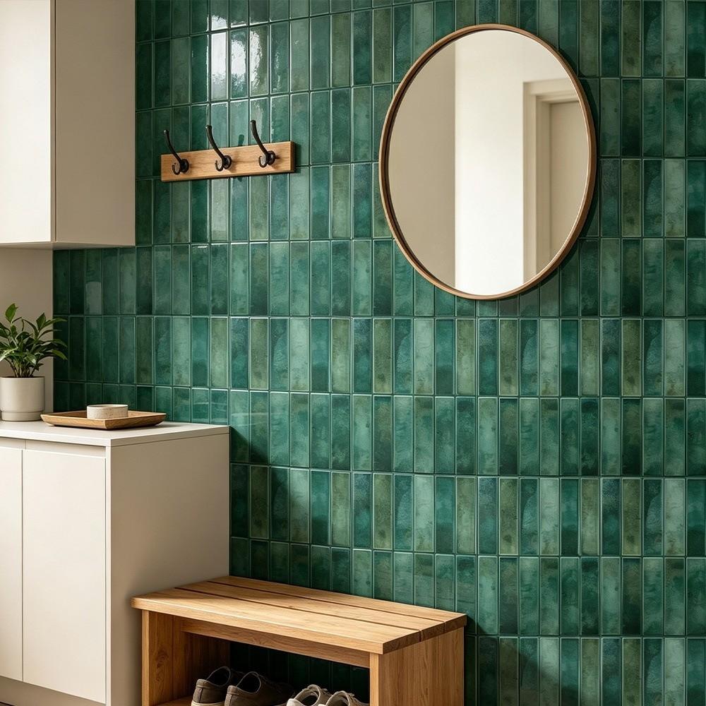 2PCS Vintage PVC Self Adhesive Tile Sticker Oil Proof Brick Print Wall Decal  For Bathroom