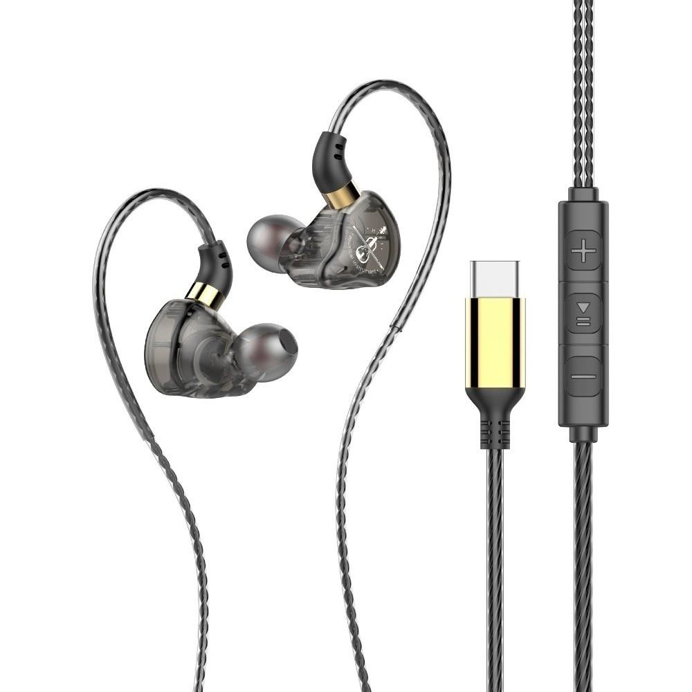 Bass Stereo Type C Wired Earphone HiFi Wired Headset Handsfree Noice Cancelling Earbuds Music