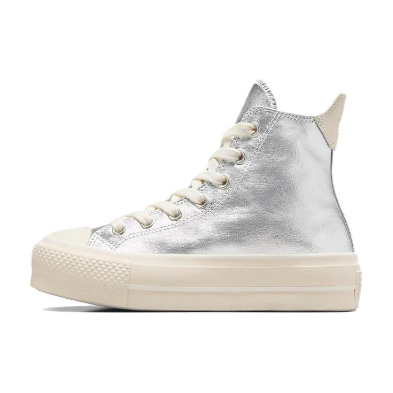 

Converse CHUCK TAYLOR Classic Logo High Top Canvas Shoes Women s White Silver 37