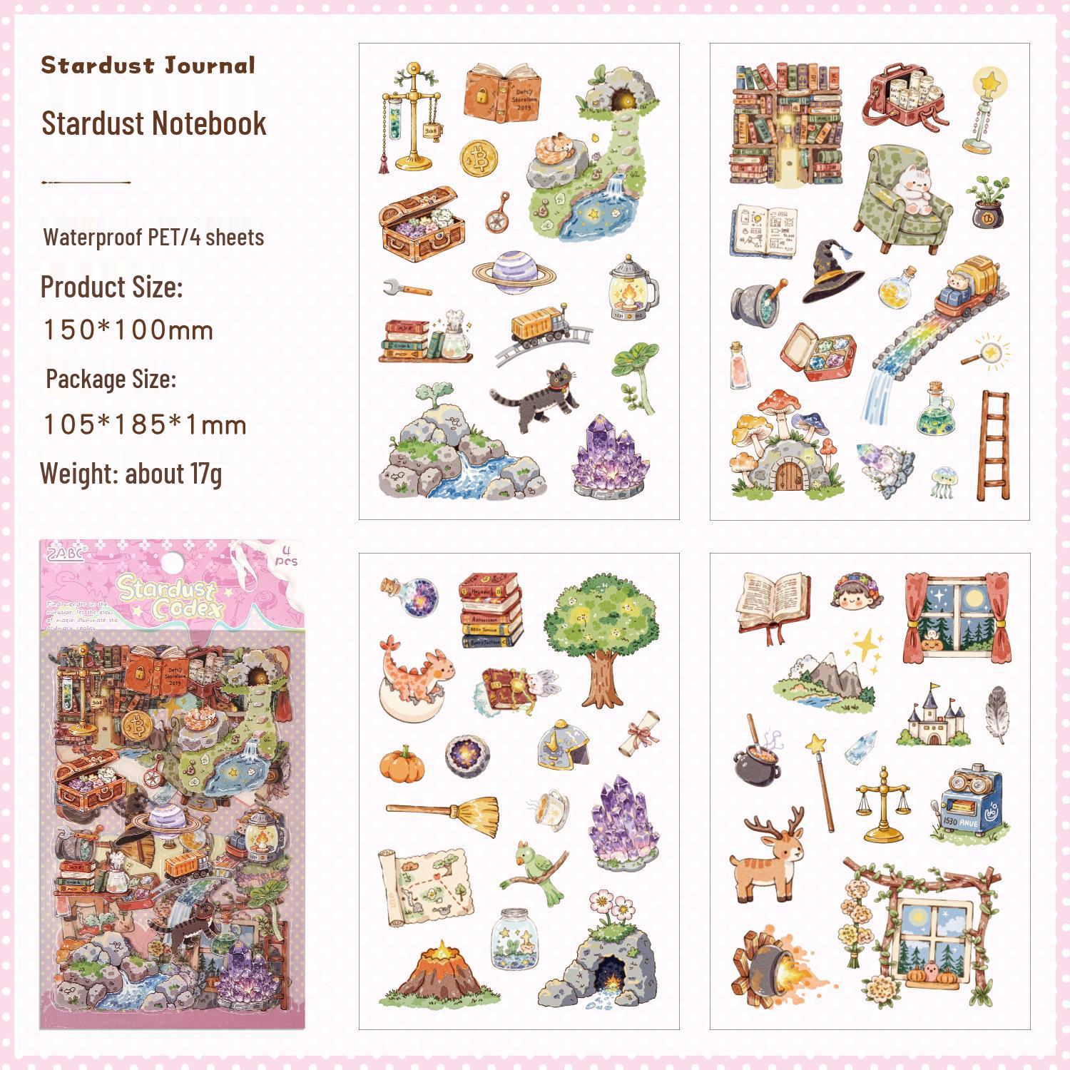 ZABC Happiness Guide Die-cut PET Sticker Sheets: Life & Food Theme, 4 Sheets