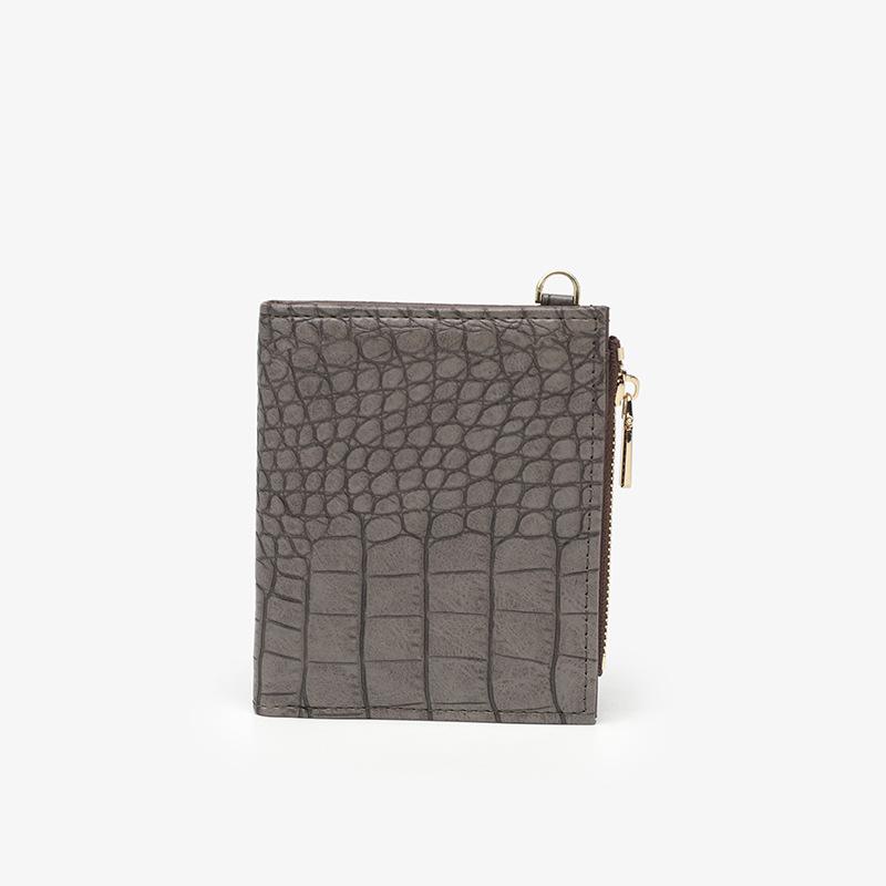 

Change bag women s new crocodile pattern mini zipper card coin wallet solid color clutch bag серый