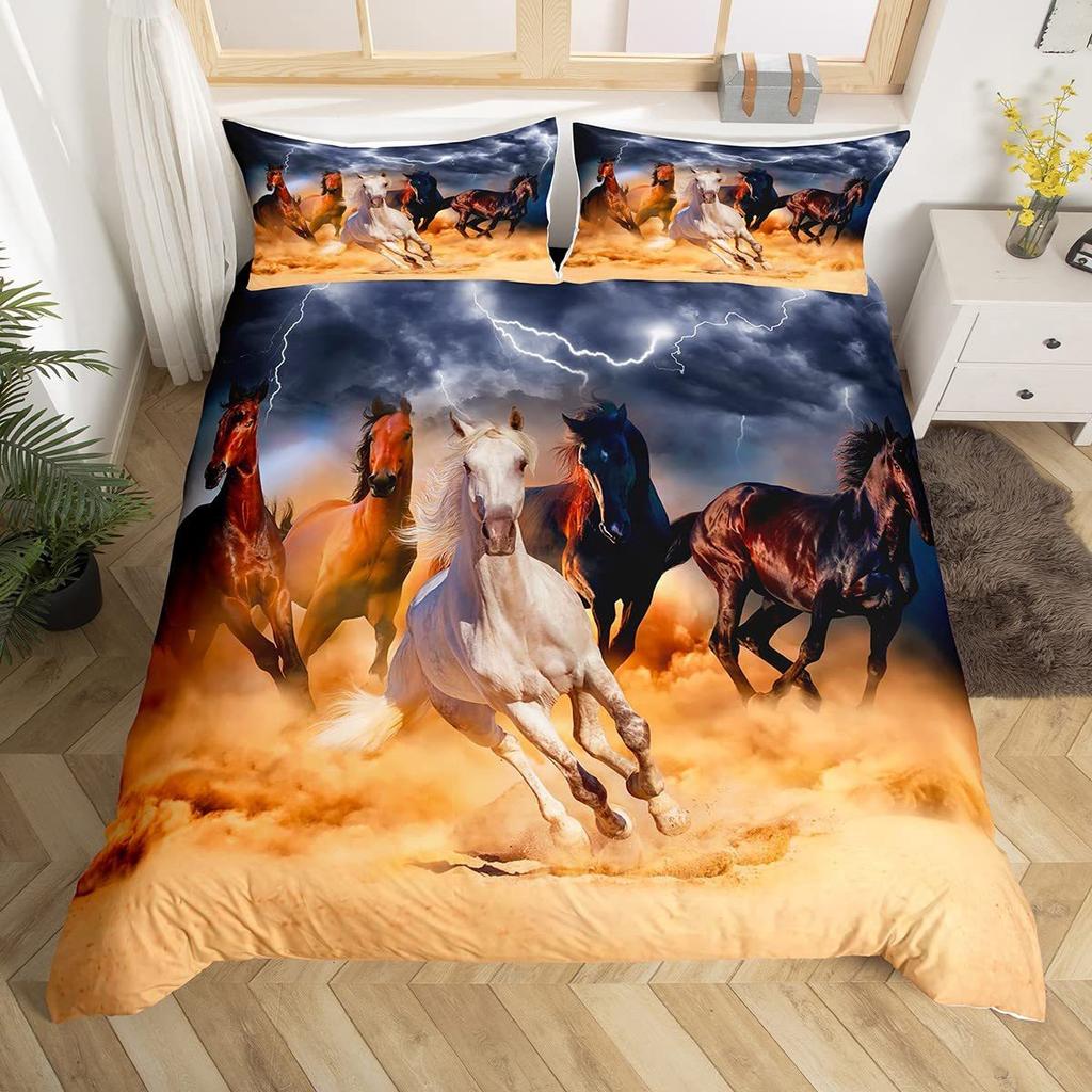 Red Cool Racing Car Three-Piece Quilt Cover Digital Printing Bedding Set Bed Cover