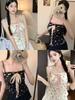 2026 Spring/Summer Slimming Bow Tie Camisole Vest with Padded Bust and Fun Print for Women