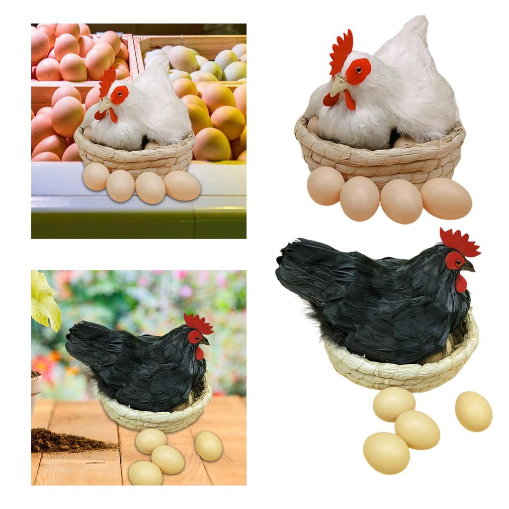 Lifelike Hen Statue Chicken Simulation Model Farm Animal Figurine for Garden Easter Decoration