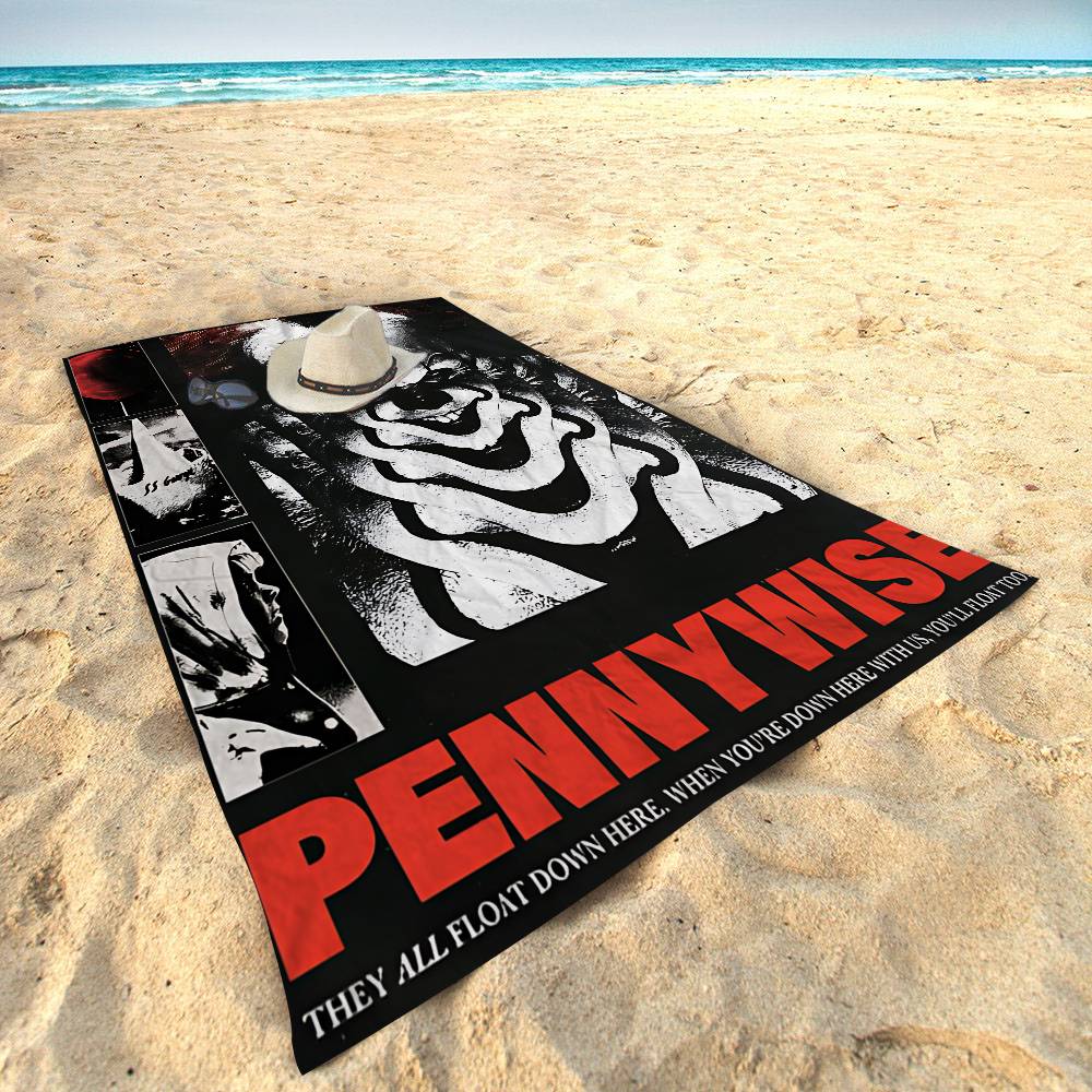 

Horror Film I-It P-Pennywise Clown Beach Towel For Kids Bath Towel Pool Towel Vacation Gift Picnic Towel Party Gift W30*H60(CM)