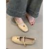 Sheepskin Version Genuine Leather Retro Camellia Light Mouth Soft Leather One-word Buckle Single Shoes Women's French Evening Shoes Mary Jane Shoes