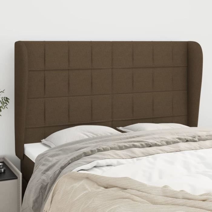 VidaXL Headboard with Ears Dark Brown 147x23x118-128 Cm Fabric3117957