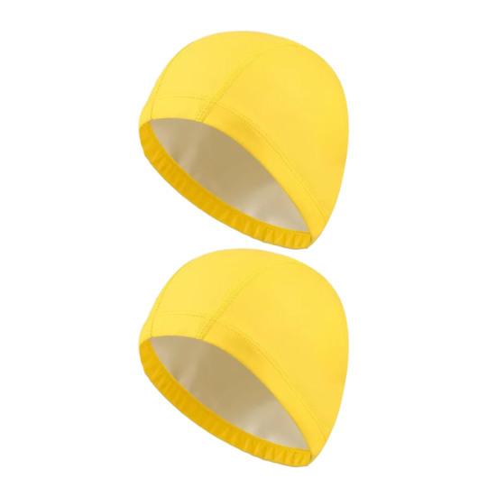 2Pcs Adults Swim Cap Water Resistant Elastic Breathable Long Short Hair Swimming Hat Solid Color Men Women Swimming Pool Cap