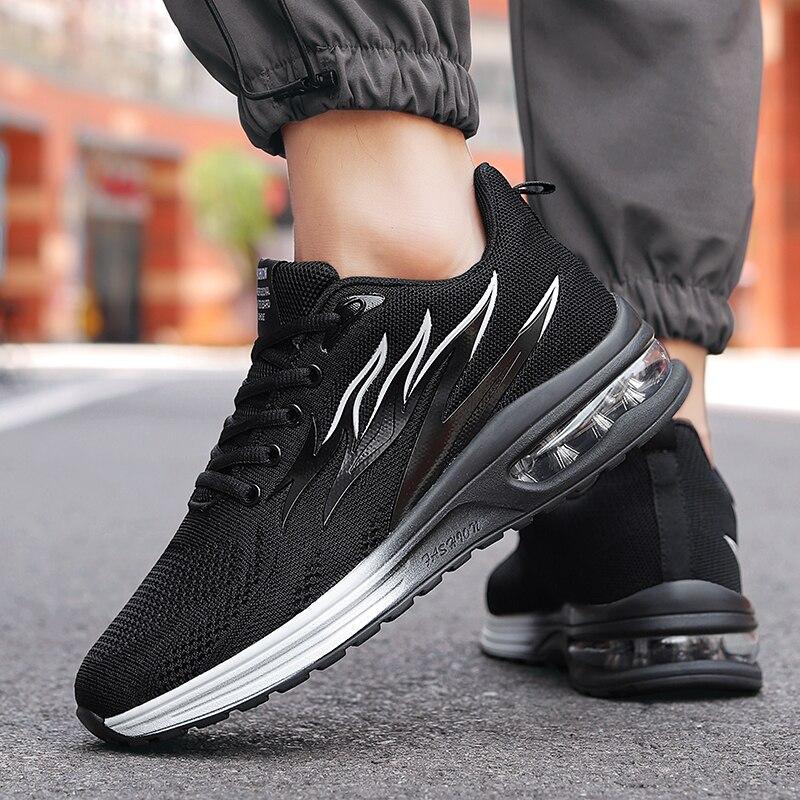 Men Casual Sneakers Women Sport Shoes Air Cushion Running Shoes Flame Pattern Light Shoes Gym Breathable Non -Slip Outdoor