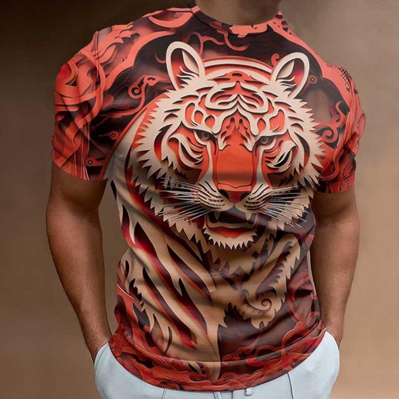 

Новая футболка Tiger T Shirt Man с коротким рукавом Fashion Designer T Shirt Summer Tops Outdoor Round Neck Luxury T Shirt for Men 5XL