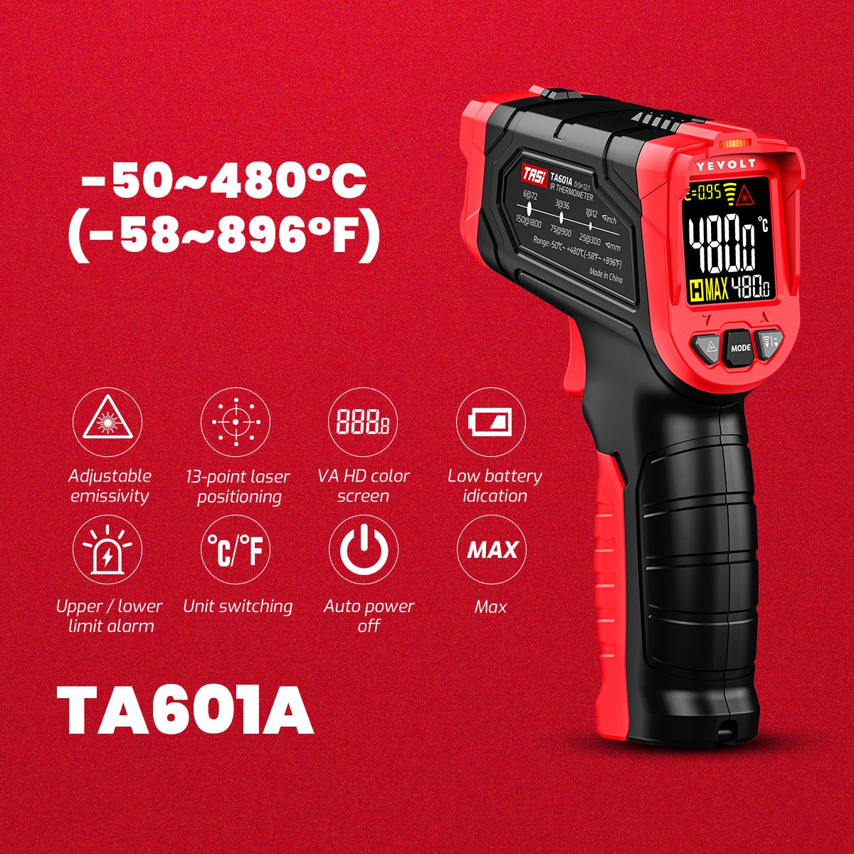 

Серия TA601 Цифровой инфракрасный термометр Ручной Бесконтактный ИК Лазерный Тепловой Пистолет для Измерения Температуры Точка VA HD Цветной Экран