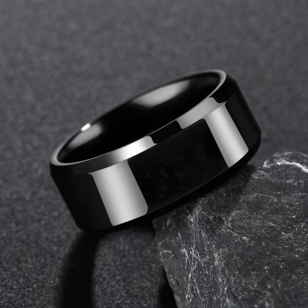 Men's Titanium Steel Ring with Engraved Elements - Personalized Creative Stainless Steel Jewelry