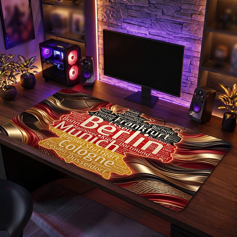 Germany Football Crest Mouse Pad, Extended Non Slip Rubber Desk Mat for Gaming Office Laptop Fan Gift
