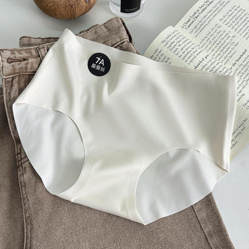 

Женские трусики 7A из шелка тутового дерева, бесшовные, с антибактериальным эффектом, со средней посадкой - простой однотонный цвет Моранди XL (120-140)