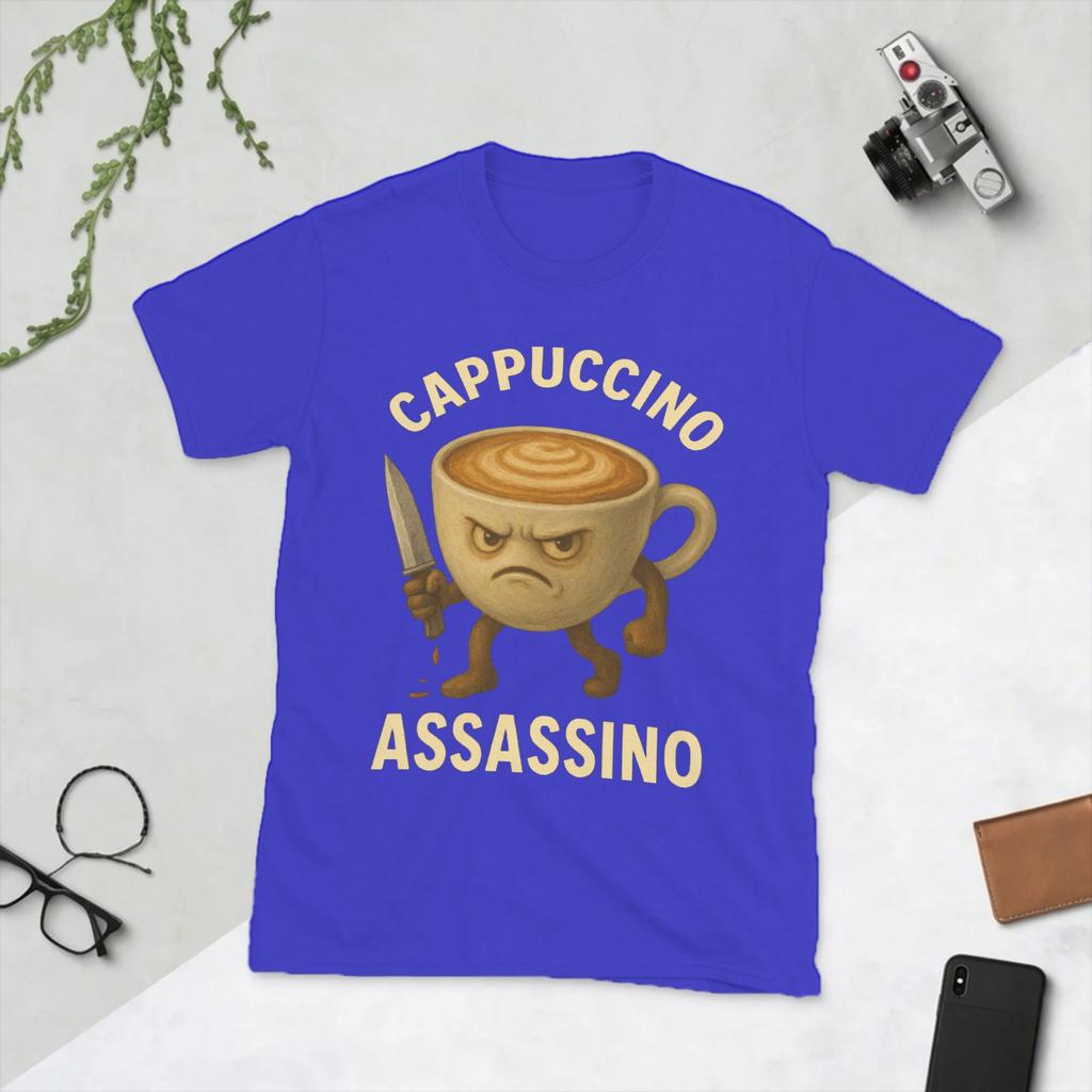 CAPPUCCINO ASSASSINO Italian Brainrot Unisexs T Shirts Funny Tee Shirt Short Sleeve Crew Neck TShirt 100 Cotton Adult Clothing