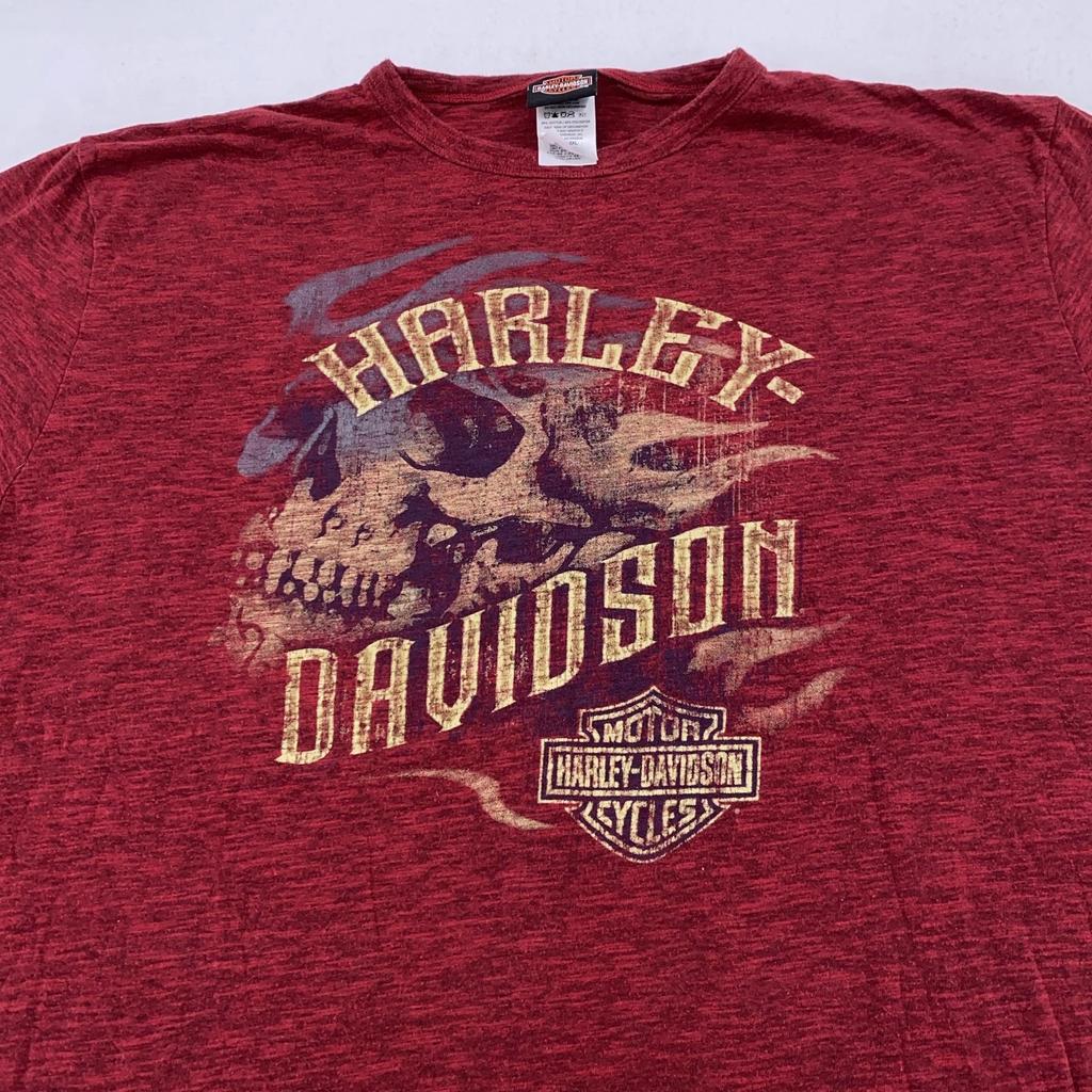 Harley-Davidson Davenport Iowa Maglietta Uomo XL Teschio Fiamma Biker Moto Maglietta
