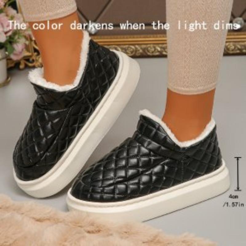 Thick-soled Snow Boots Women's Non-slip New Leather Waterproof Short Cotton Shoes Winter New Warm Velvet Thicker