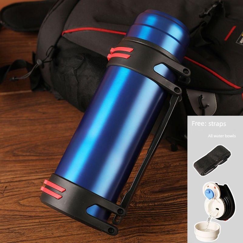 Outdoor Portable Stainless Steel Thermos for Men and Women, Large Capacity Thermos Cup for Car, Construction Site, Home Use, Anti-Drop Thermos Bottle