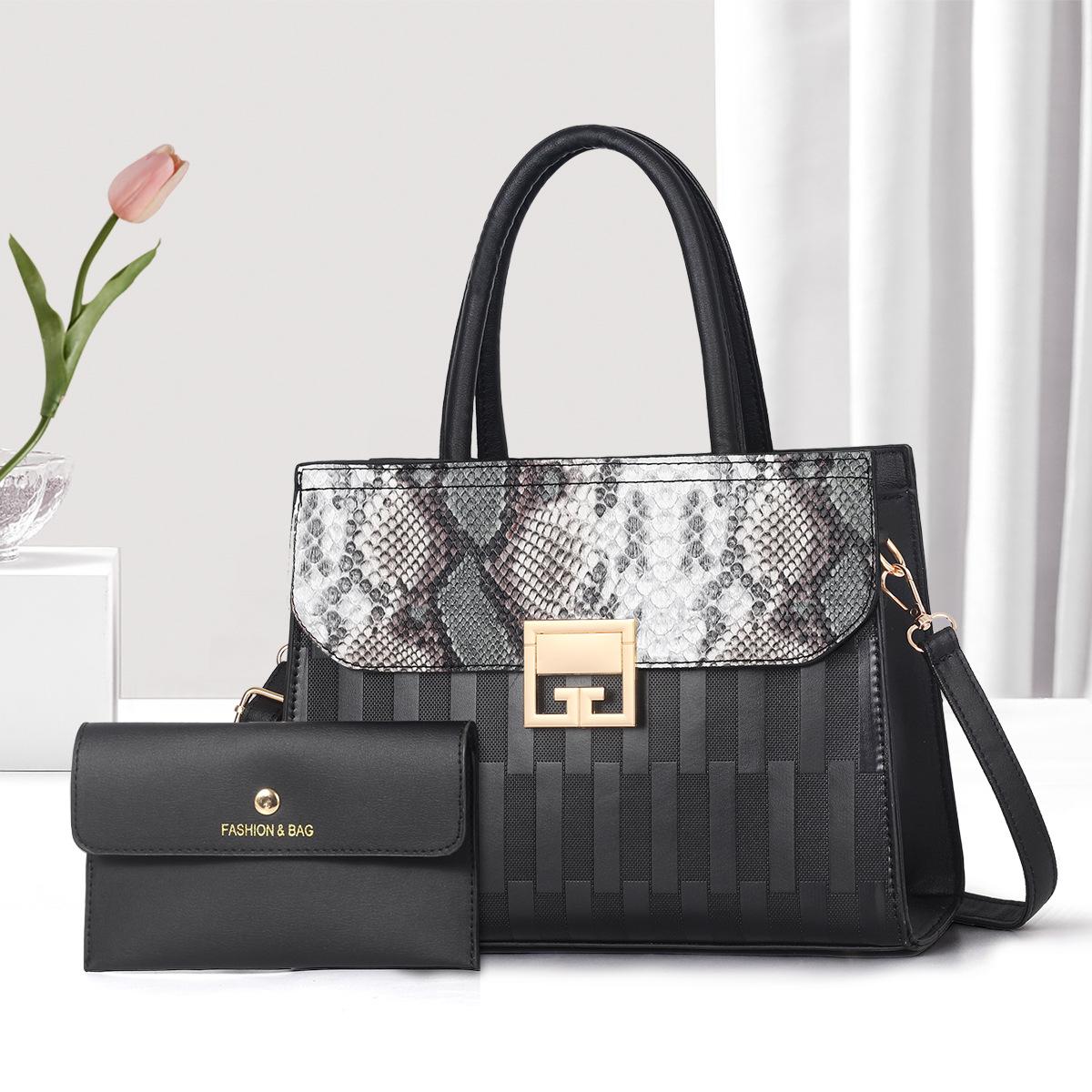 

Сумка «мать и дитя», сумочка, женская сумка, набор из двух предметов, сумка через плечо, текстурированный змеиный узор. 29*12*22