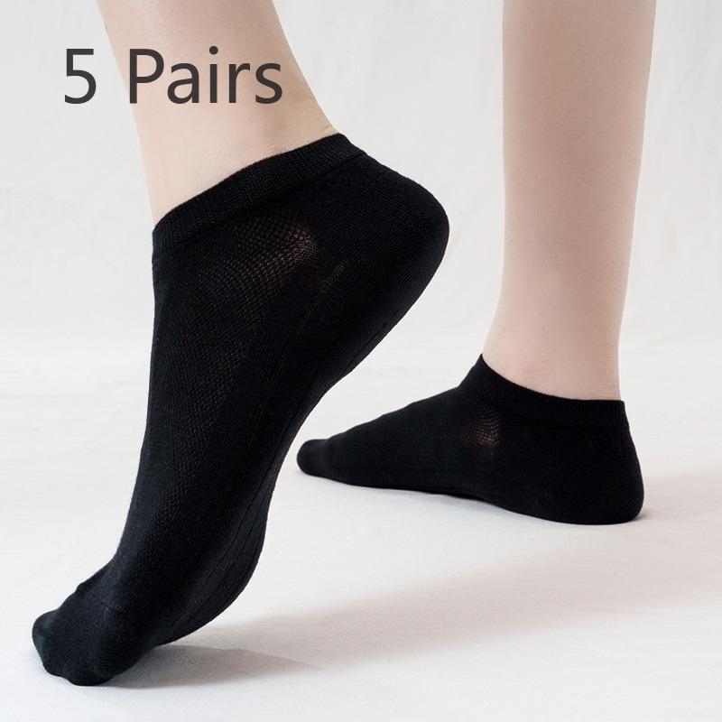 

5 пар женских летних однотонных легких сетчатых дышащих носков-лодочек 5 Pairs чёрный