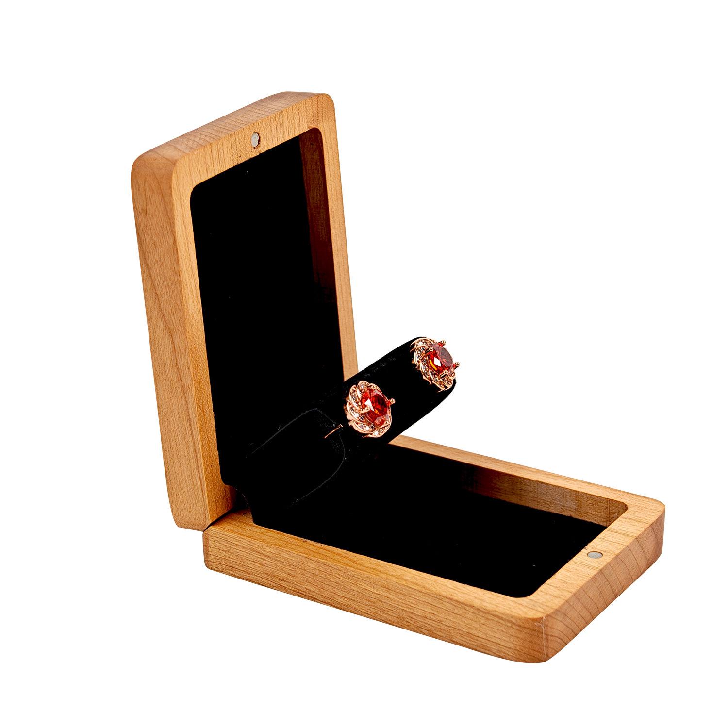 

Walnut Wood Square Jewelry Box with Logo - High-End Collector s Earring Box