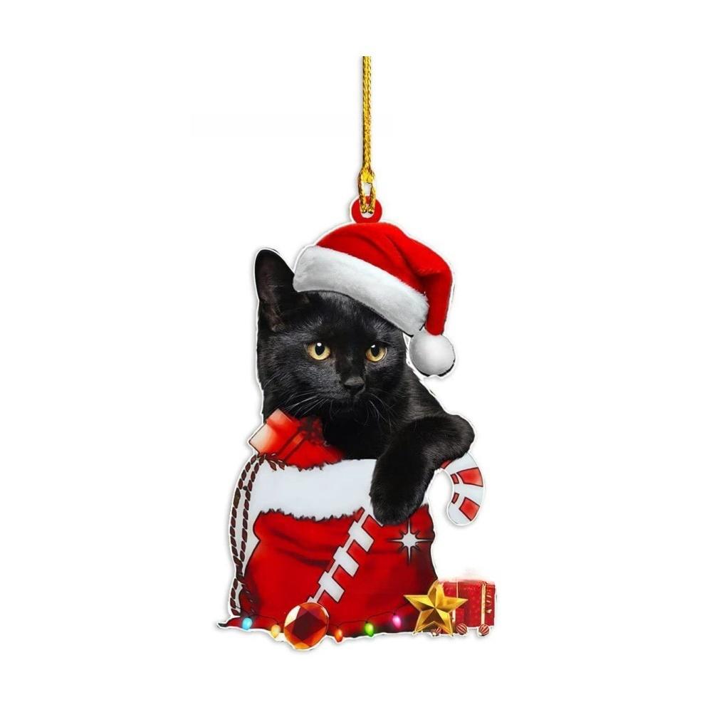 2025 Weihnachts-Kugel-Katzen-Ornament 2D Acryl Lustige Katzen-Ornamente Weihnachtsbaum Katze Hängende Dekorationen Haus Party Weihnachten Deko