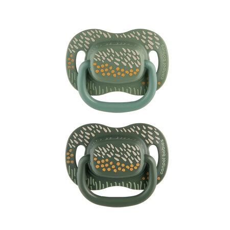 CANPOL 34/931 Silicone symmetrical soother 6-18 m MOUNTAINS 2 pcs green