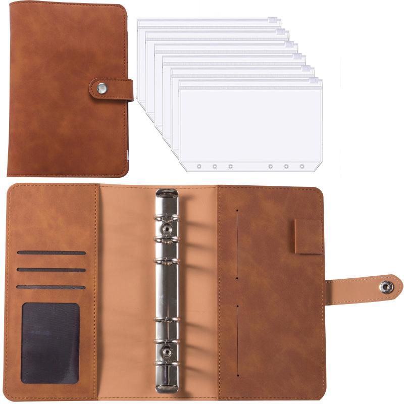 A6 PU Leather Budget Binder Notebook Cash Envelopes System Set,with Binder Pockets for Money Budget Saving Bill Organizer