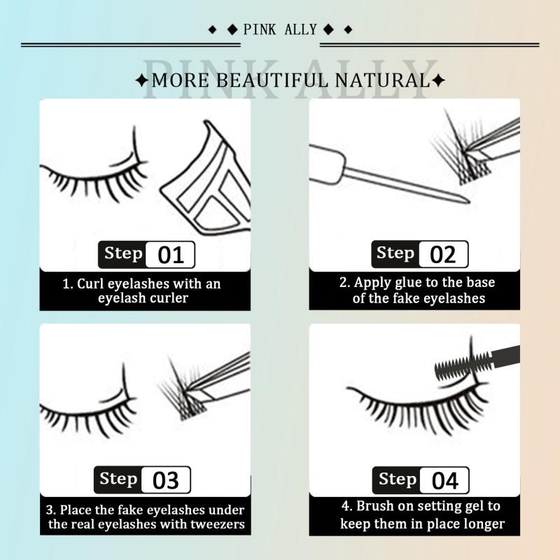 Individual Cluster False Eyelashes 216 Pieces 12 Rows Dense Separated Lashes Synthetic Fiber Black