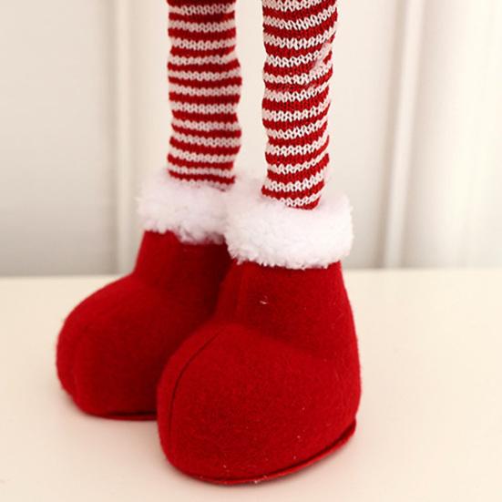Yousheng Christmas Plush Doll Decoration Stuffed Standing Snowman/Santa Claus/Elk Figurine with Retractable Long Leg for Holiday Winter Home Table