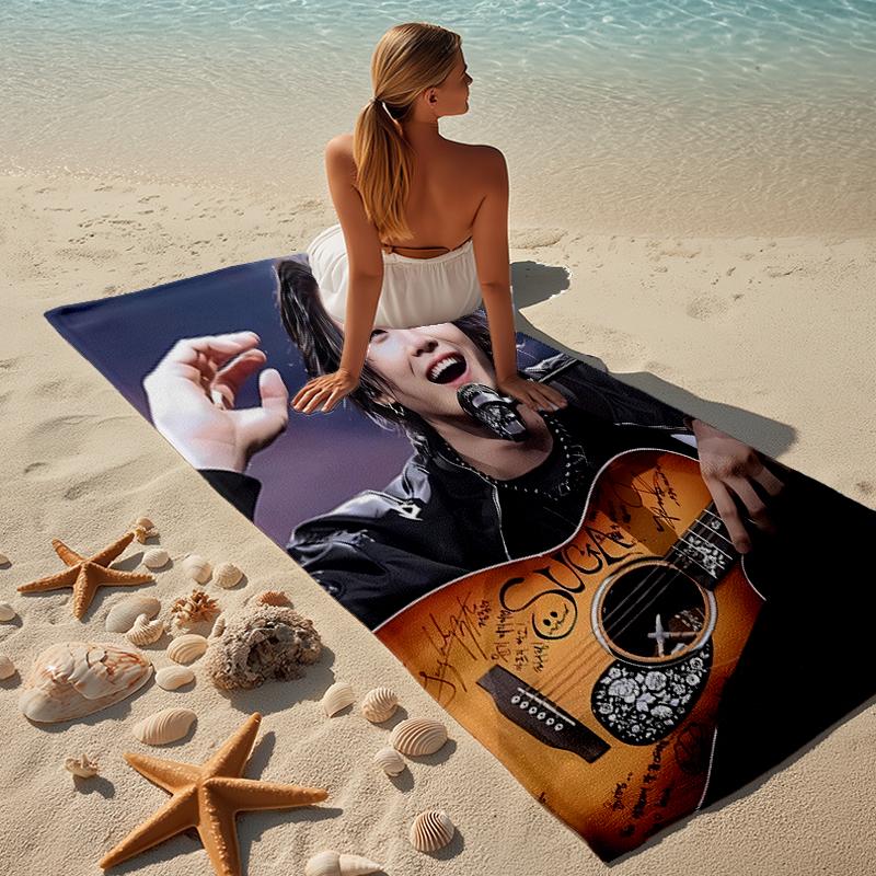 proof beach towel with a Jin singer2 pattern - soft,absorbent,quick-drying,machine washable - perfect for swimming,camping,bathing
