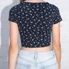 Estate Retro Floreale Con Scollo A V Manica Corta T-shirt Sottile Dimagrante Selvaggio A Vita Alta Top da Donna Stile Y2k Crop Magliette E Camicette streetwear Tshirt
