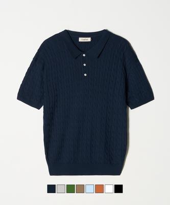 TRADCLUB Cable Collar Short Sleeve Knit 8 Colors (C Type)