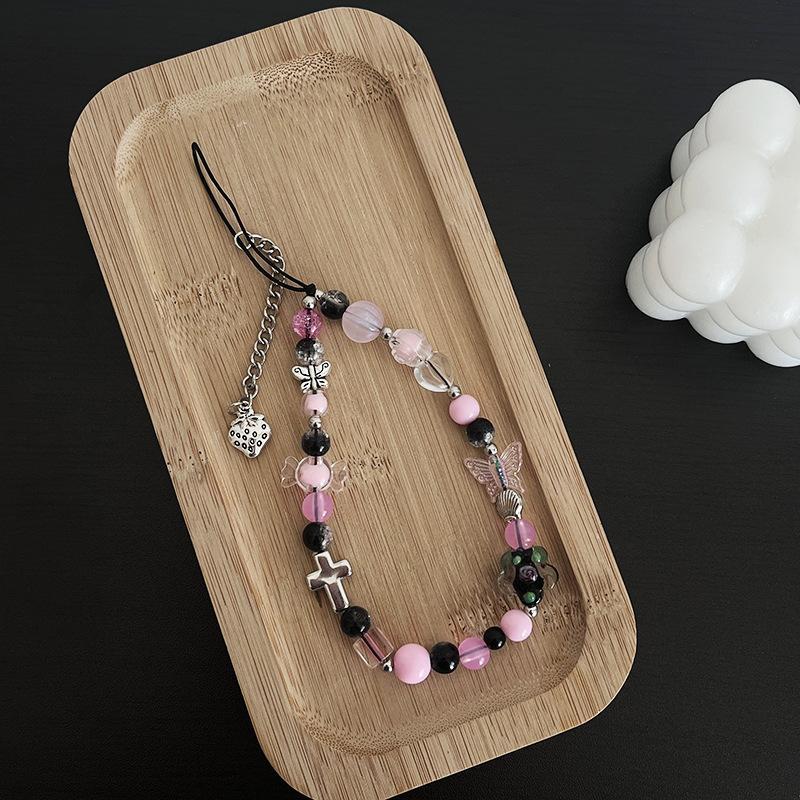Aesthetic Beaded Phone Charms With Cute Butterfly Heart Pendants Colorful Acrylic Beads For Teen Girls Gifts Phone Decoration