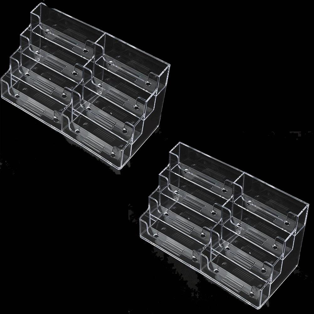 8 Slot Acrylic Business Card Holder for Desk Clear Stand Desktop Plastic Business Card Display for Exhibition, Home and Office