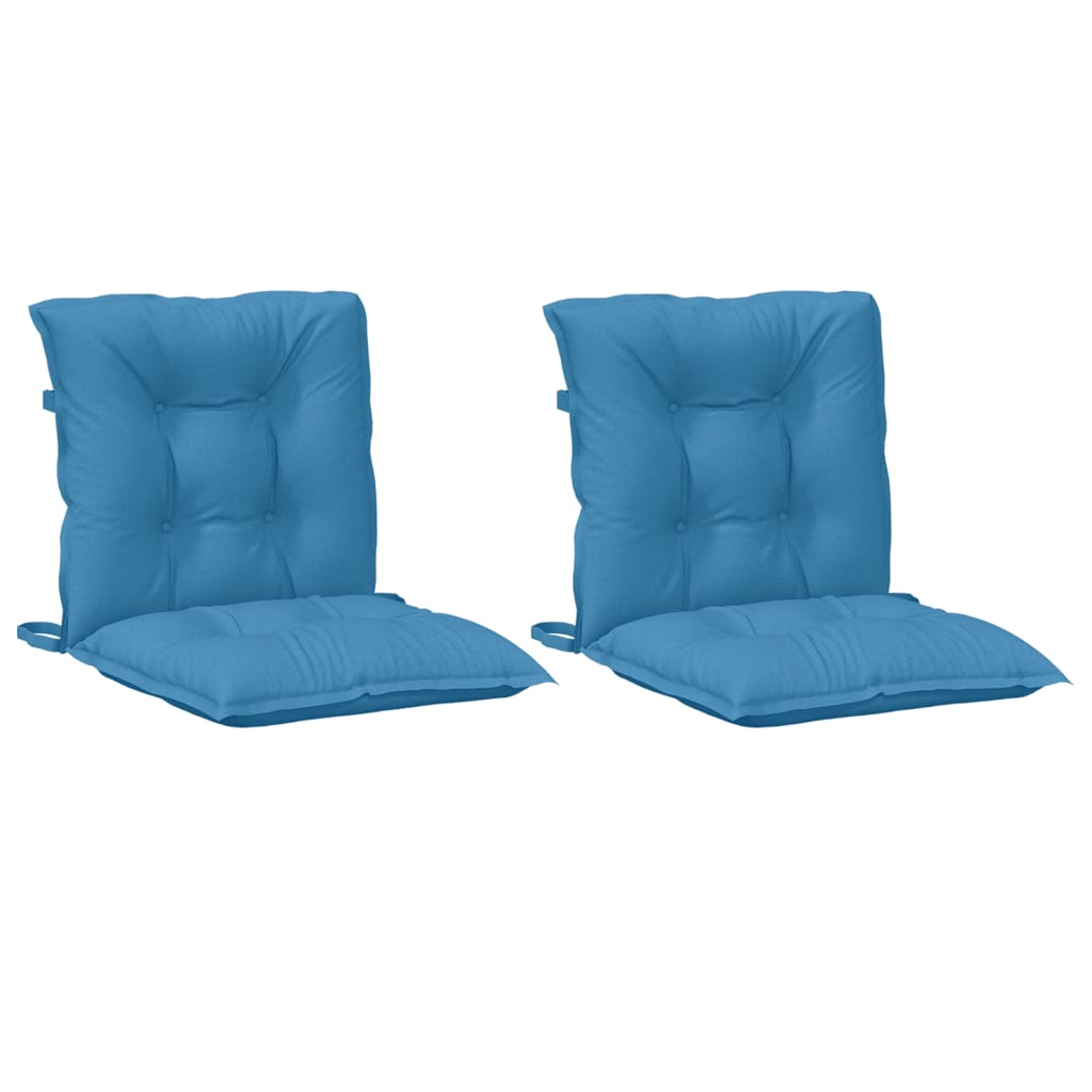 Low Back Chair Cushions Set of 2 Melange Blue 100 X 50 X 7 Cm Fabric