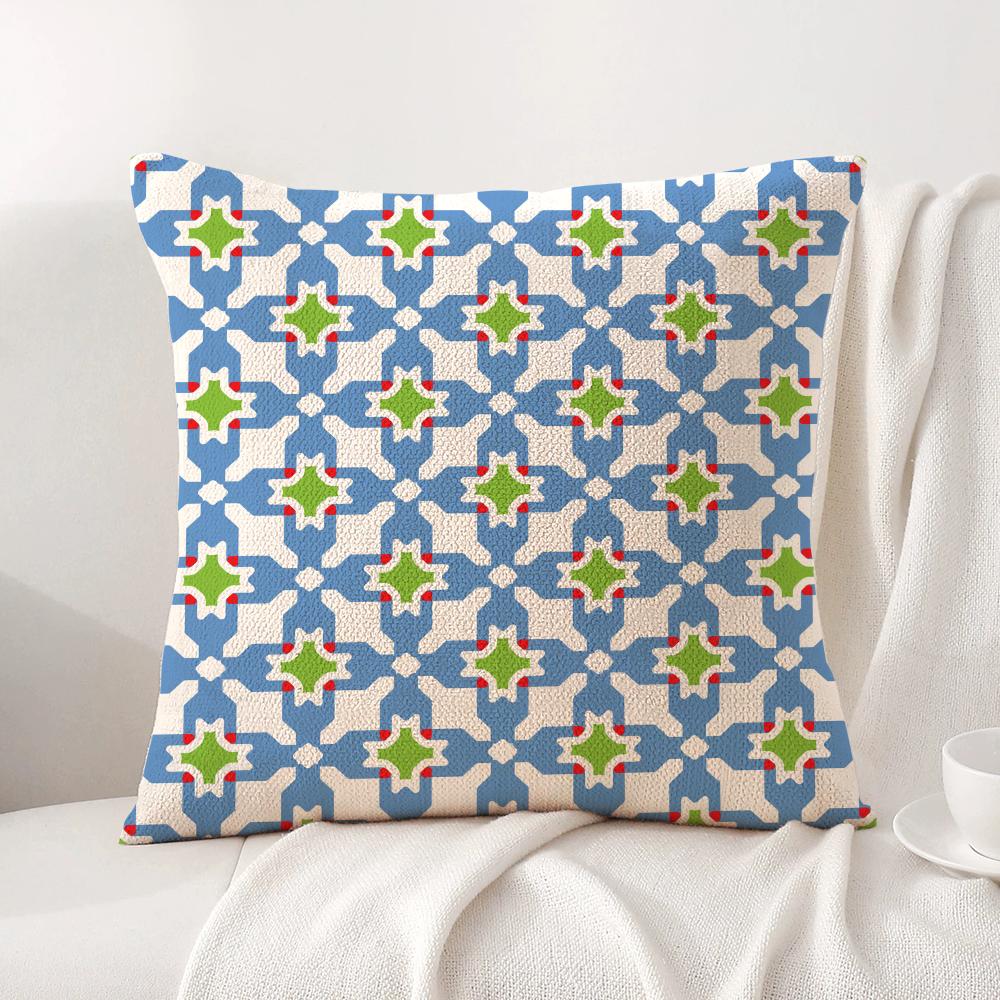 Abstract Houndstooth Pattern Cushion Cover Natural Linen Organic Fabric DoubleSided Printing Sofa Home Decor Gift Pillow Cover