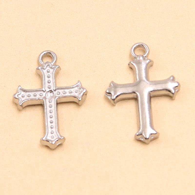7 Styles Geometric Stainless Steel Cross Charm Pendants for DIY Jewelry 1 piece