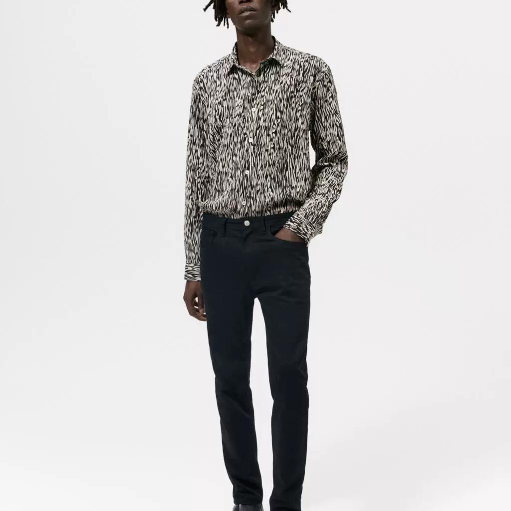 Zara Animal Print Casual Long Sleeve Shirt Men Shirts Brown 6365487-042