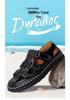 Men's Large Closed-Toe Handmade Leather Sandals, Breathable & Perforated for Beach