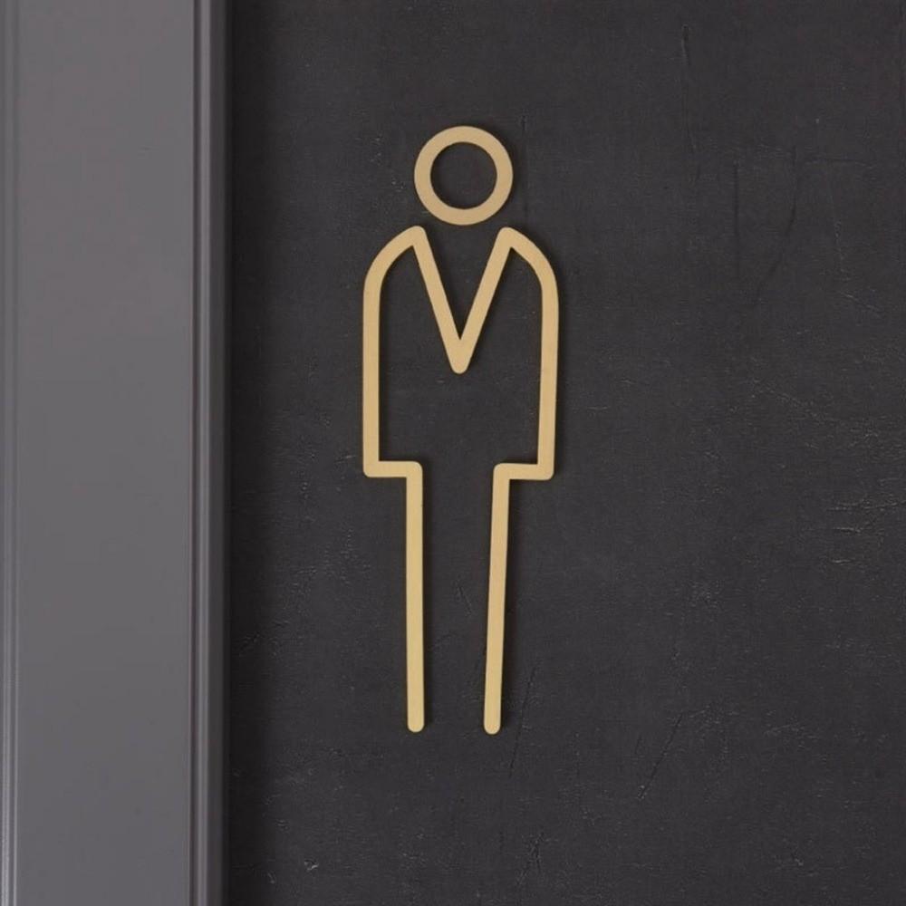3D Brass Toilet Door Sign Toilet Doorplate Bathroom Signage WC Plaque Restroom Sign Toilet Symbol