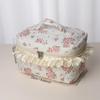 New Large Capacity Makeup Bag Flower Quilting Vintage Flower Make Up Storage Handbag Polyester Travel Organizer for Women Girls