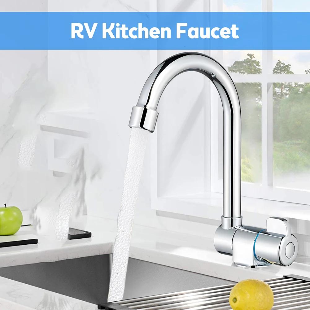 Faltbarer Wohnmobil-Wasserhahn Edelstahl Wohnmobil 360 Grad drehbarer Wasserhahn Kaltwasser 22-30mm G1/2 Schwenkbarer faltbarer Wasserhahn Küchenzubehör