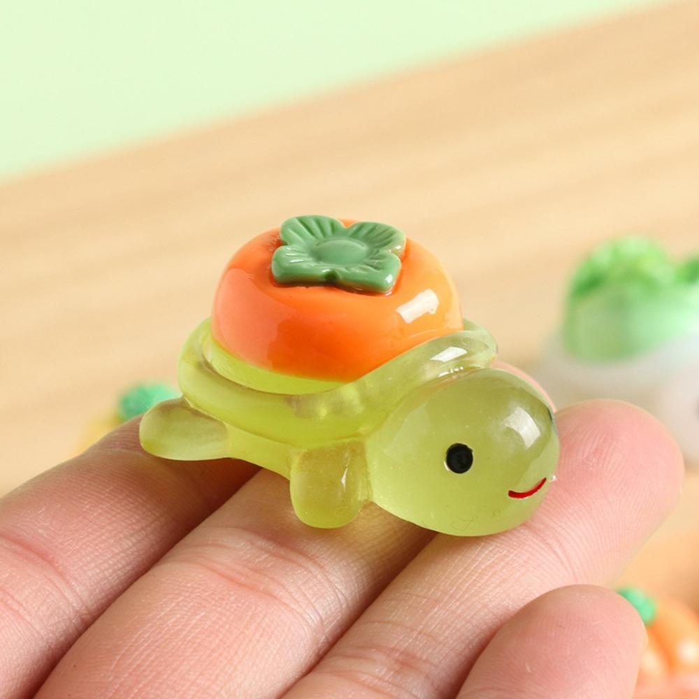 10pcs Set Creative Cartoon Mini Turtle Glow-in-the-dark Resin Figurines Toy Colorful Cute Design Desktop Ornament Home Decor
